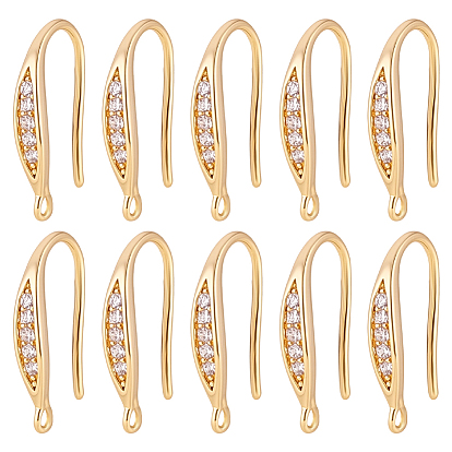 20 латунные крючки для серег из прозрачного кубического циркония с микропаве, без никеля 