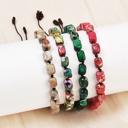 Браслеты из плетеных бусин из натуральной императорской яшмы/натурального камня Шоушань для мужчин и женщин, самородки