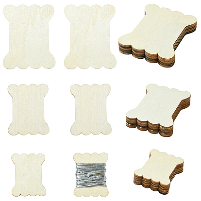 60 шт. 3 стили незаконченных деревянных вырезок для принадлежностей для рукоделия, кость