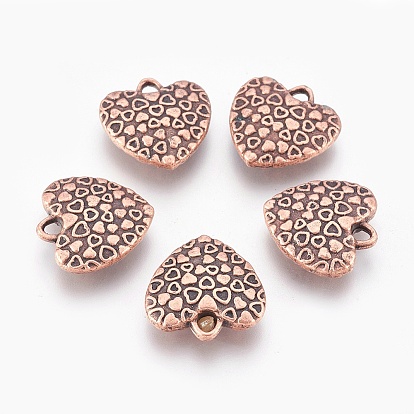 Подвески сплава сердца, долговечный, 18x18x5 мм, отверстие : 3 мм