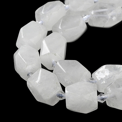 Natural Quartz Crystal Beads Strands, Rock Crystal Beads, with Seed Beads, Faceted, Rhombus