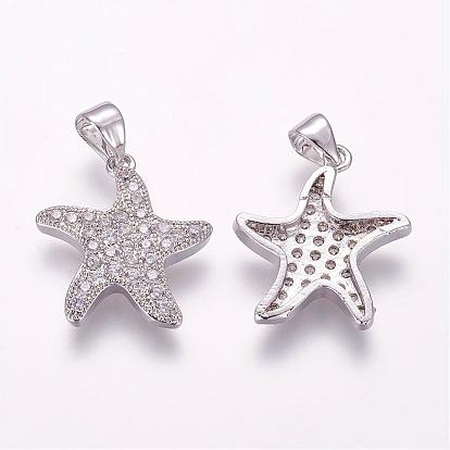 Латунные микро проложить кубического циркония подвески, морская звезда / морские звезды