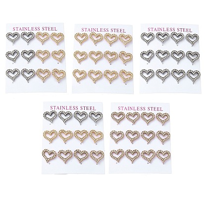 Вакуумное покрытие pvd 304 серьга-гвоздик из нержавеющей стали, со стразами, сердце