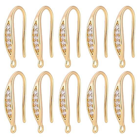 20 латунные крючки для серег из прозрачного кубического циркония с микропаве, без никеля 