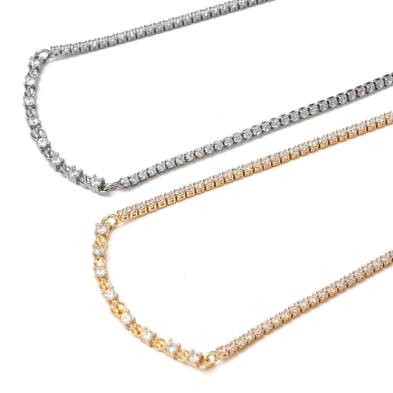 Изготовление теннисного ожерелья с прозрачными кубическими циркониями из латуни.