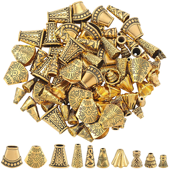 100шт 10 стили сплав бусина конус