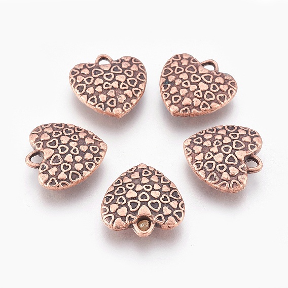 Подвески сплава сердца, долговечный, 18x18x5 мм, отверстие : 3 мм