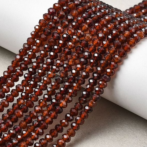 Гранат природный бисер нитей, рондель, граненые