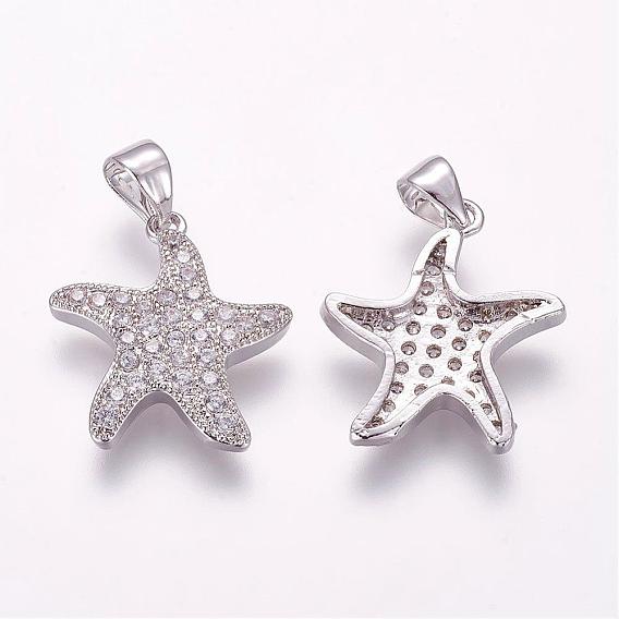 Латунные микро проложить кубического циркония подвески, морская звезда / морские звезды