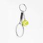 Sport Theme, Tennis & Racket Acrylic Keychain, with Alloy Balls and Iron Key Rings