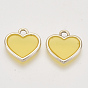 Epoxy Resin Pendants, with Light Gold Alloy Open Back Settings, Heart