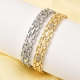 Браслеты-цепочки из латуни с пантерой для мужчин и женщин, с кубического циркония, долговечный, стойки покрытие, без свинца и без кадмия