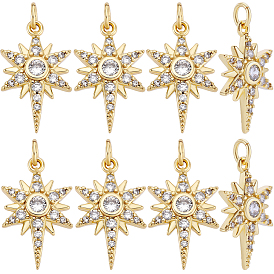 8 кулоны из латуни с прозрачным кубическим цирконием, с прыжковых колец, звезда