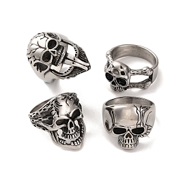 304 Stainless Steel Rings, for Women, Skeleton