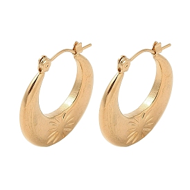 Crescent Moon 201 Stainless Steel Half Hoop Earrings for Women, with 304 Stainless Steel Pin