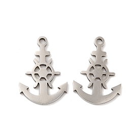 316L Surgical Stainless Steel Pendants, Laser Cut, Anchor with Helm Charms