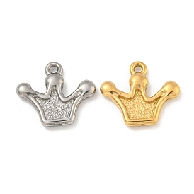 Ion Plating(IP) 304 Stainless Steel Pendants, Crown Charm