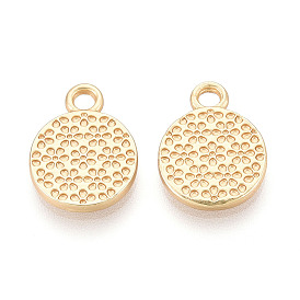 Подвески из сплава , плоские круглые с цветочным узором, без кадмия и без свинца