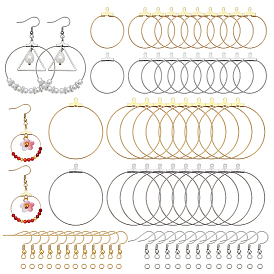 140Pcs 8 Styles 304 Stainless Steel Earring Hooks & Open Jump Rings Finding Kits