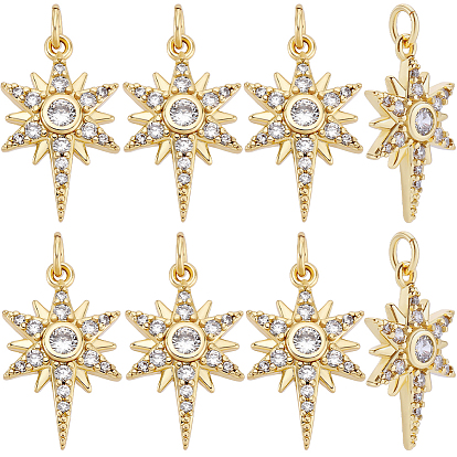 8 кулоны из латуни с прозрачным кубическим цирконием, с прыжковых колец, звезда
