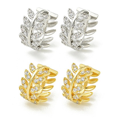 Латунные серьги обруча, с четким кубического циркония, лист