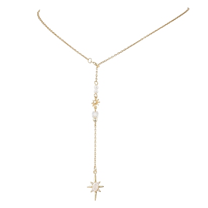 Подвеска в форме звезды из прозрачного кубического циркония с латунным паве 304 цепочка-лариат из нержавеющей стали для женщин