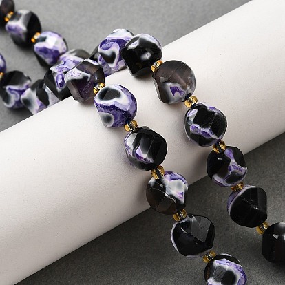 Природные пожары треск агат бисер нитей, окрашенная и подогревом, граненые, твист, с бисером