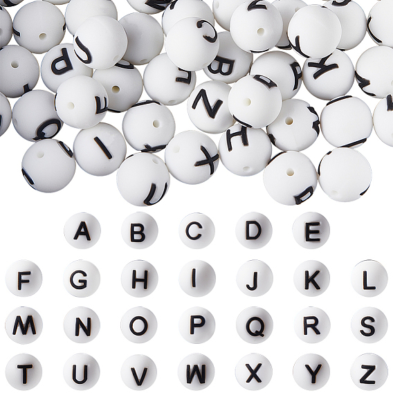 2 наборы силиконовых бусин, круг с буквами 26