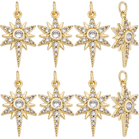 8 кулоны из латуни с прозрачным кубическим цирконием, с прыжковых колец, звезда