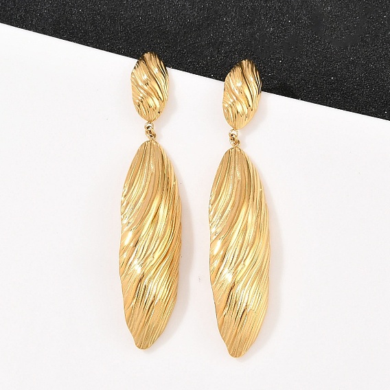 304 овальные серьги-гвоздики из нержавеющей стали с подвесками, ионное покрытие (ip)