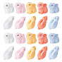 20pcs 5 couleurs perles en plastique floquées, demi-percés perles, lapin