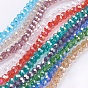 Electroplate Glass Beads Strands, AB Color Plated, Faceted Rondelle