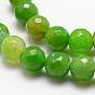 Natural Agate Bead Strands, Round, Faceted, Dyed & Heated, Grade A