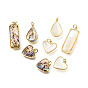Подвески из натуральной ракушки и эпоксидной смолы, латунные геометрические подвески, с прыжковых колец, каплевидное сердце прямоугольник, золотые