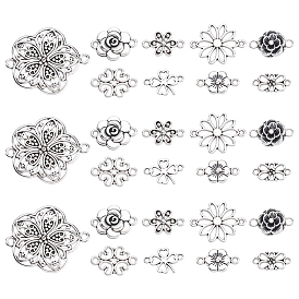 90 шт. 9 стили тибетские сплавные цветочные звенья/соединители