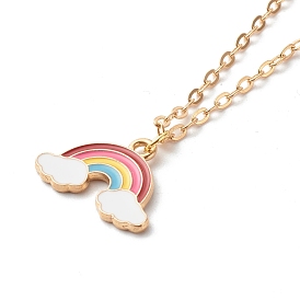 Alloy Enamel Rainbow Pendant Necklaces, with Brass Cable Chains