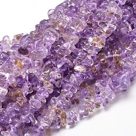 Natural Ametrine Chip Beads Strands, 5~14x4~10mm, Hole: 1mm, about 15.5 inch ~16.1 inch
