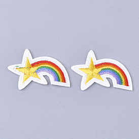 Computerized Embroidery Cloth Iron On Patches, Costume Accessories, Appliques, Rainbow with Star
