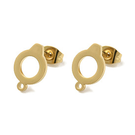 Ion Plating(IP) 304 Stainless Steel Stud Earring Findings, Flat Round