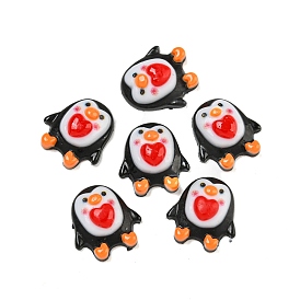 Opaque Resin Decoden Cabochons, Cartoon Penguin with Heart