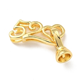 Rack Plating Brass Fold Over Clasps, Cadmium Free & Lead Free, Long-Lasting Plated, Valentine's Day, Number 52 and Heart