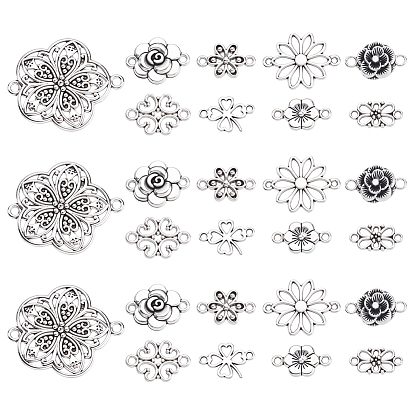 90 шт. 9 стили тибетские сплавные цветочные звенья/соединители