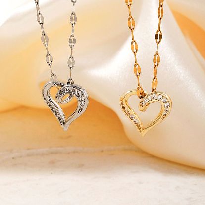 Элегантные латунные ожерелья с подвеской в виде сердца из прозрачных кубических цирконий для девочек