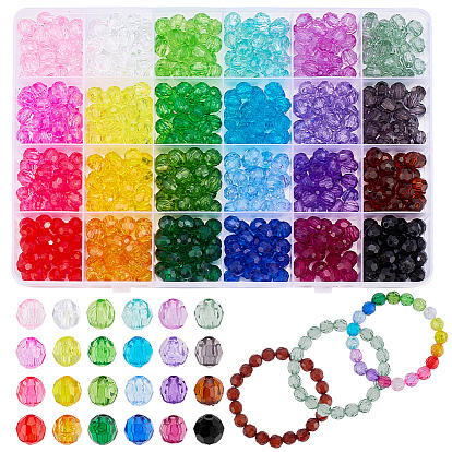 24 цвет бусины акриловые прозрачные, рондель, граненый(32 граненый)