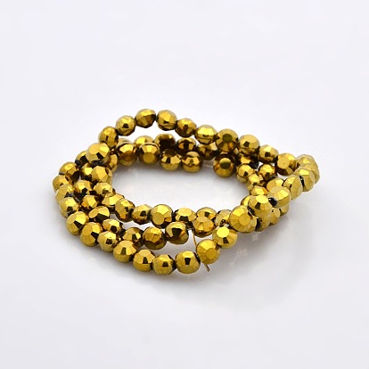 Full Plated Glass Faceted Flat Round Beads Strands