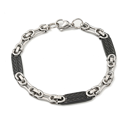 Two Tone 201 Stainless Steel Oval Link Chain Bracelet, 304 Stainless Steel Clasps