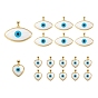 4Pcs 2 Style Natural River Shell Pendants, with Jump Rings and Golden Plated Brass Findings, Heart & Evil Eye
