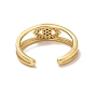 Rhinestones Evil Eye Open Cuff Ring, Brass Hollow Ring for Women, Golden