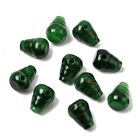 Натуральный бирманский нефрит, окрашенный 3 бусины с отверстием Гуру, конус, T-пробурены