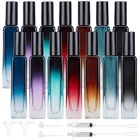 14Pcs Rectangle Gradient Glass Spray Bottle, with 2Pcs Plastic Pump, 2Pcs Screw Type Hand Push Glue Dispensing Syringe, 2Pcs Plastic Funnel Hopper and Disposable Trasfer Pipettes
